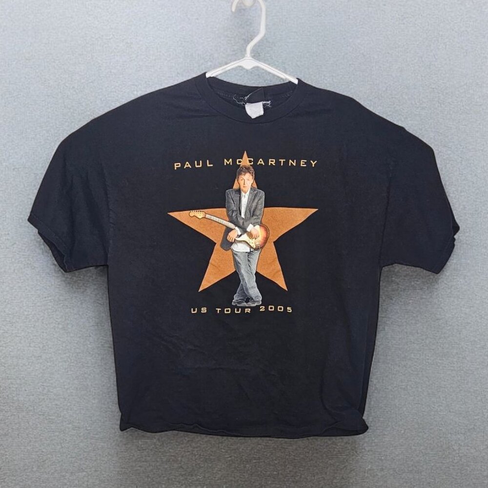 Vintage PAUL McCARTNEY Shirt Mens Large Black 2005 GIANT US TOUR XL